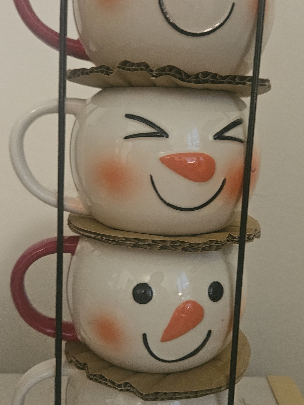 Whimsical Snowman Ceramic Mug - White with Orange Accent